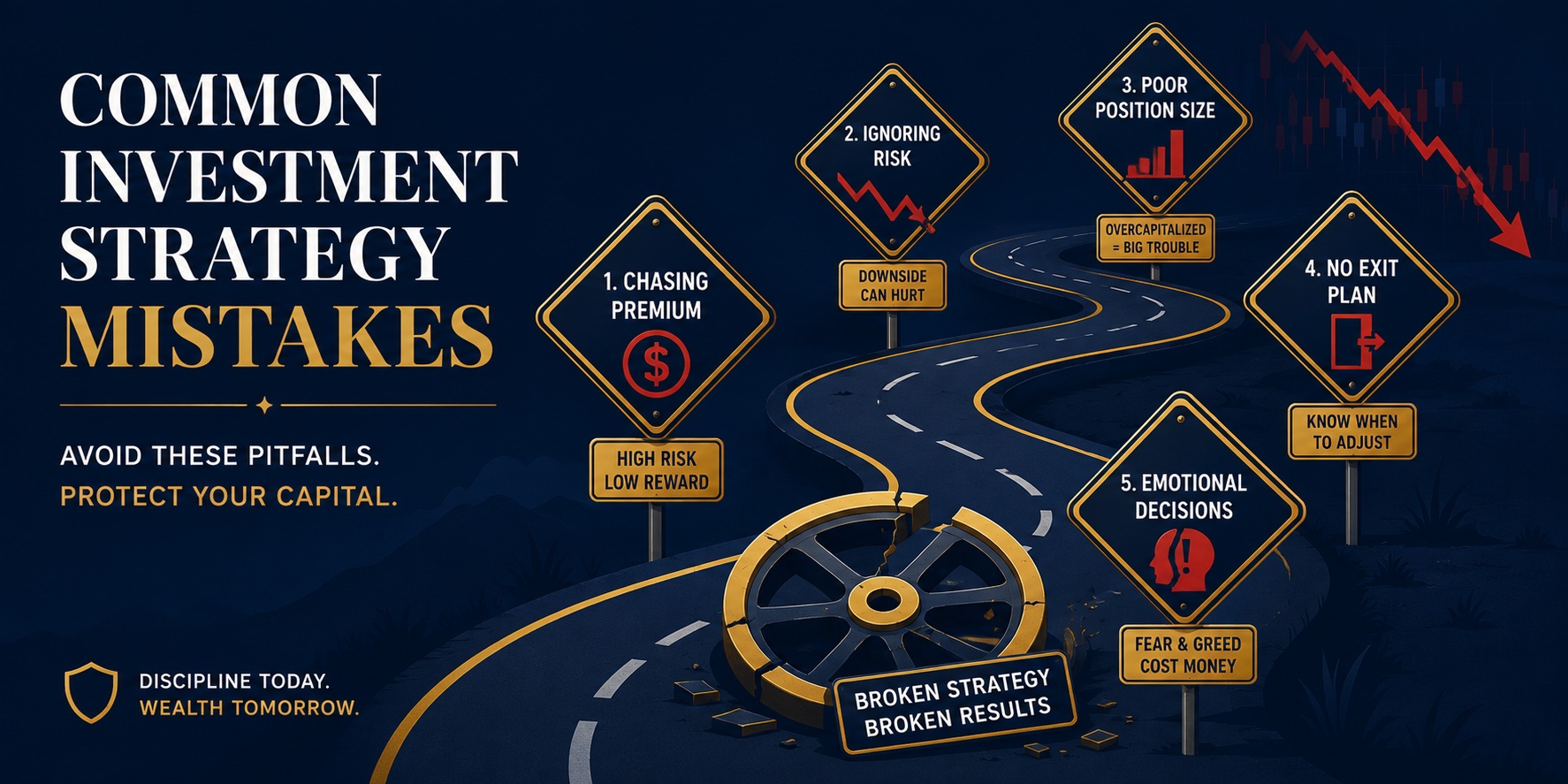 Common investment mistakes warning graphic for Wheel strategy traders